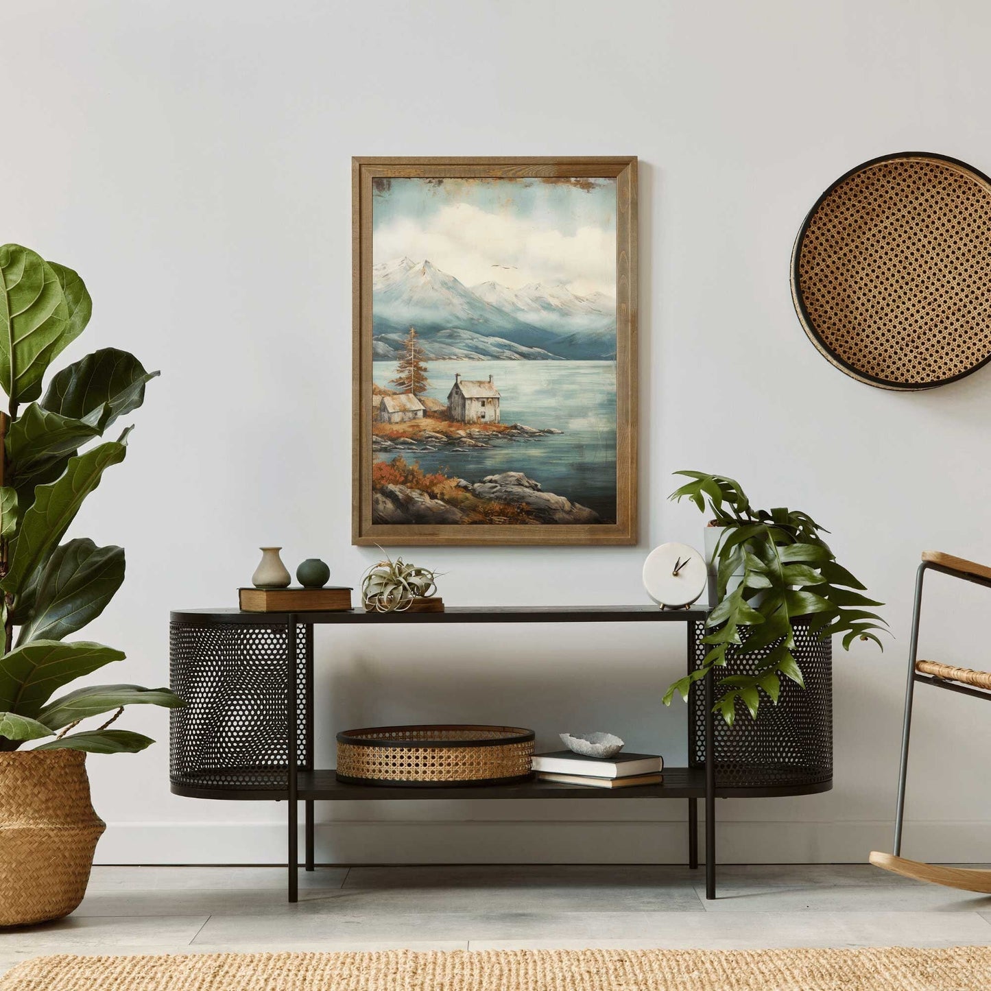 Lake & Mountain Wall Art, Rustic Landscape Decor, Vintage Nature Print - WildfieldPrints