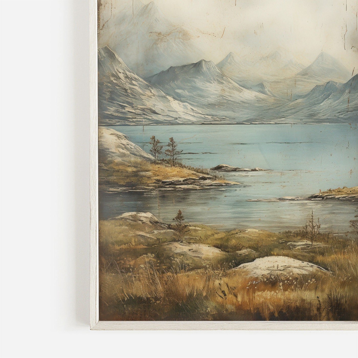 Lake & Mountain Wall Art, Rustic Landscape Decor, Vintage Nature Print - WildfieldPrints