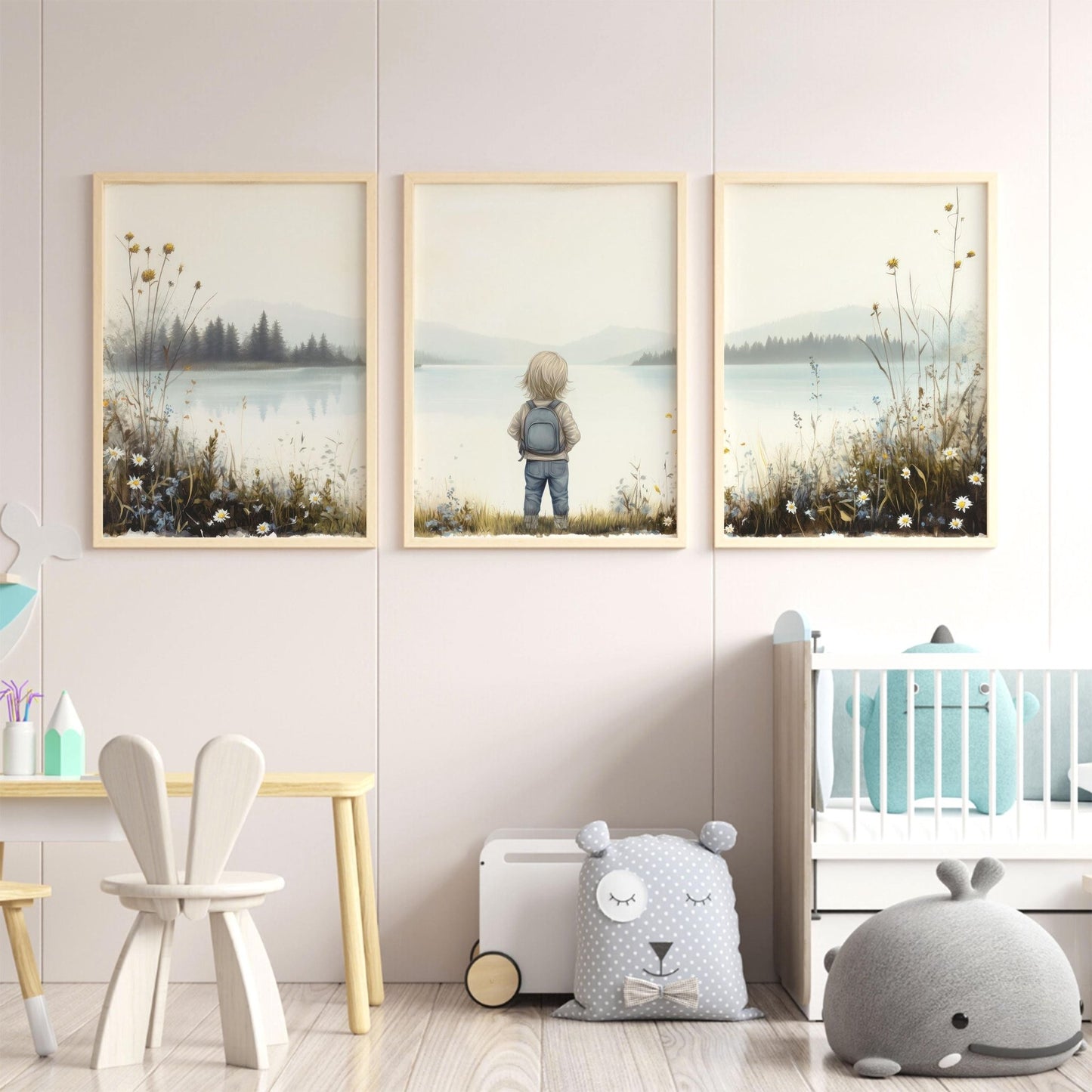 Lake Nursery Prints, Adventure Wall Decor, Wildflower Artwork - WildfieldPrints