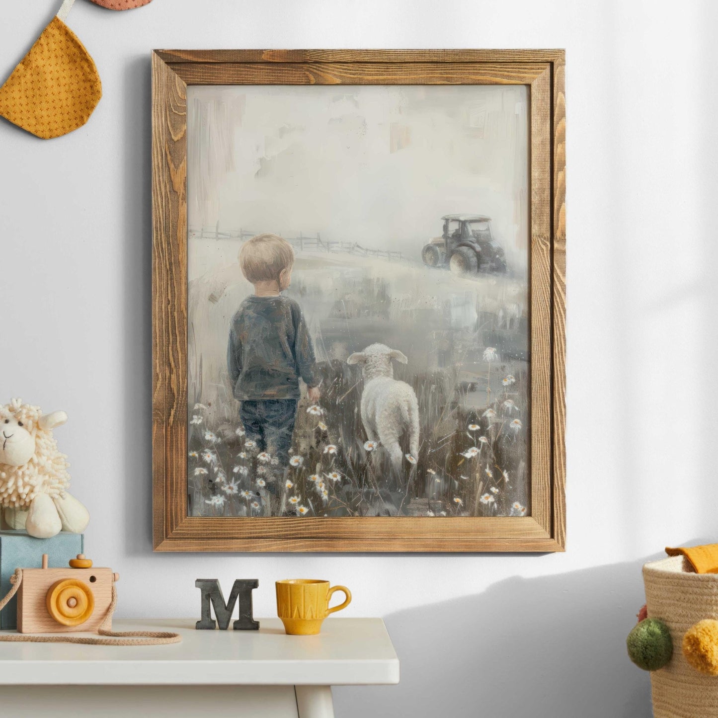 Lamb Nursery Art, Sheep Print, Tractor Wall Decor, Boys Room Decor - WildfieldPrints