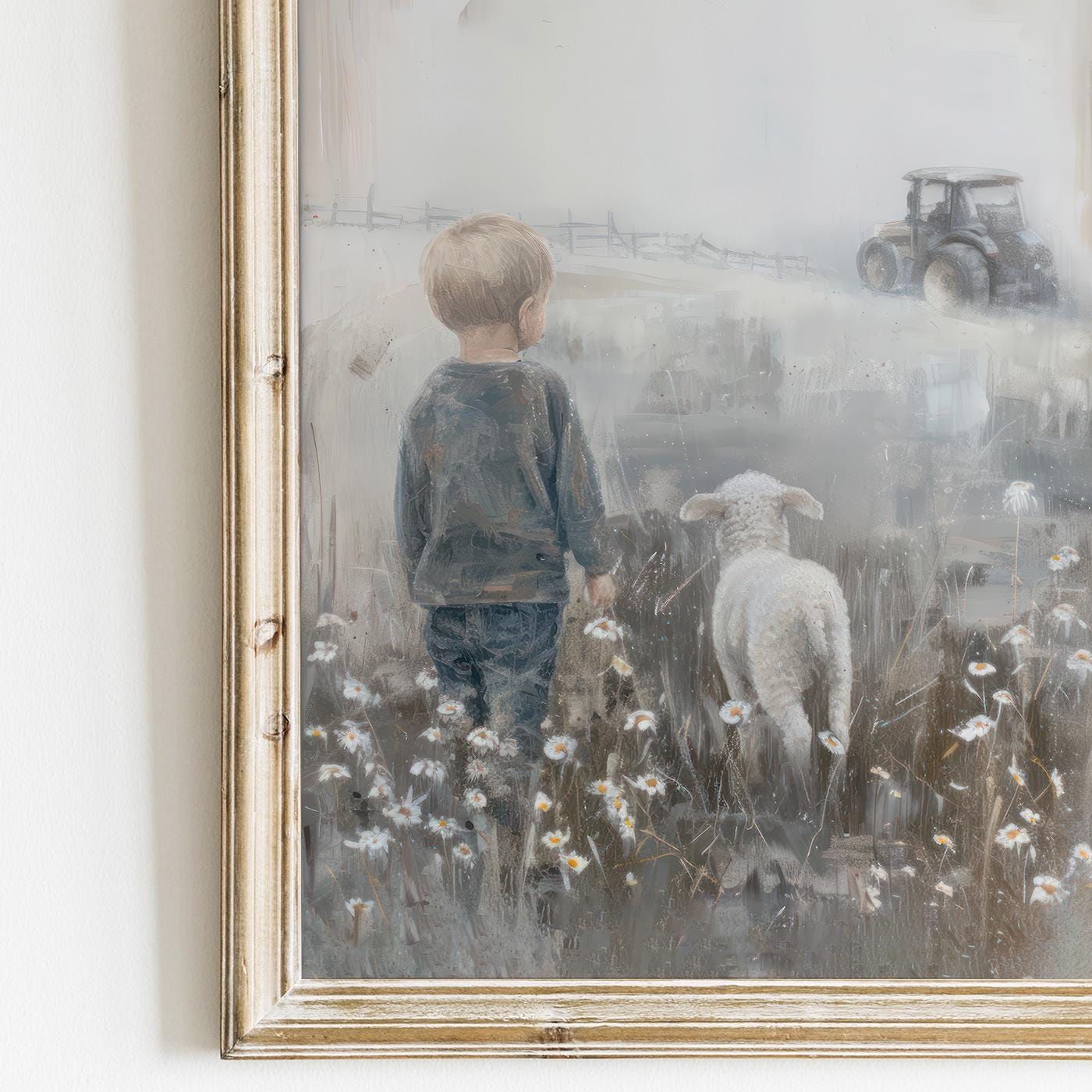 Lamb Nursery Art, Sheep Print, Tractor Wall Decor, Boys Room Decor - WildfieldPrints
