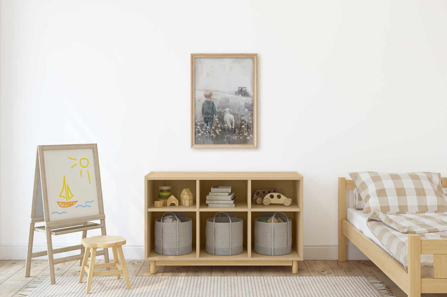 Lamb Nursery Art, Sheep Print, Tractor Wall Decor, Boys Room Decor - WildfieldPrints