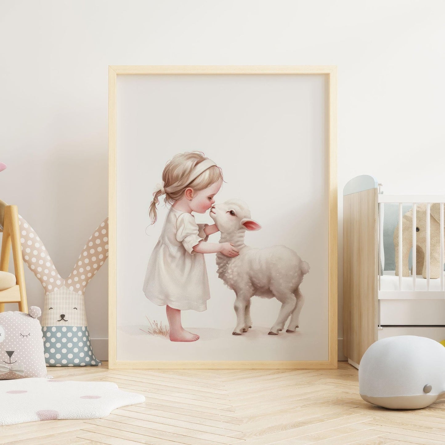 Lamb Nursery Decor, Farmhouse Baby Room Art, Farm Animal Prints - WildfieldPrints