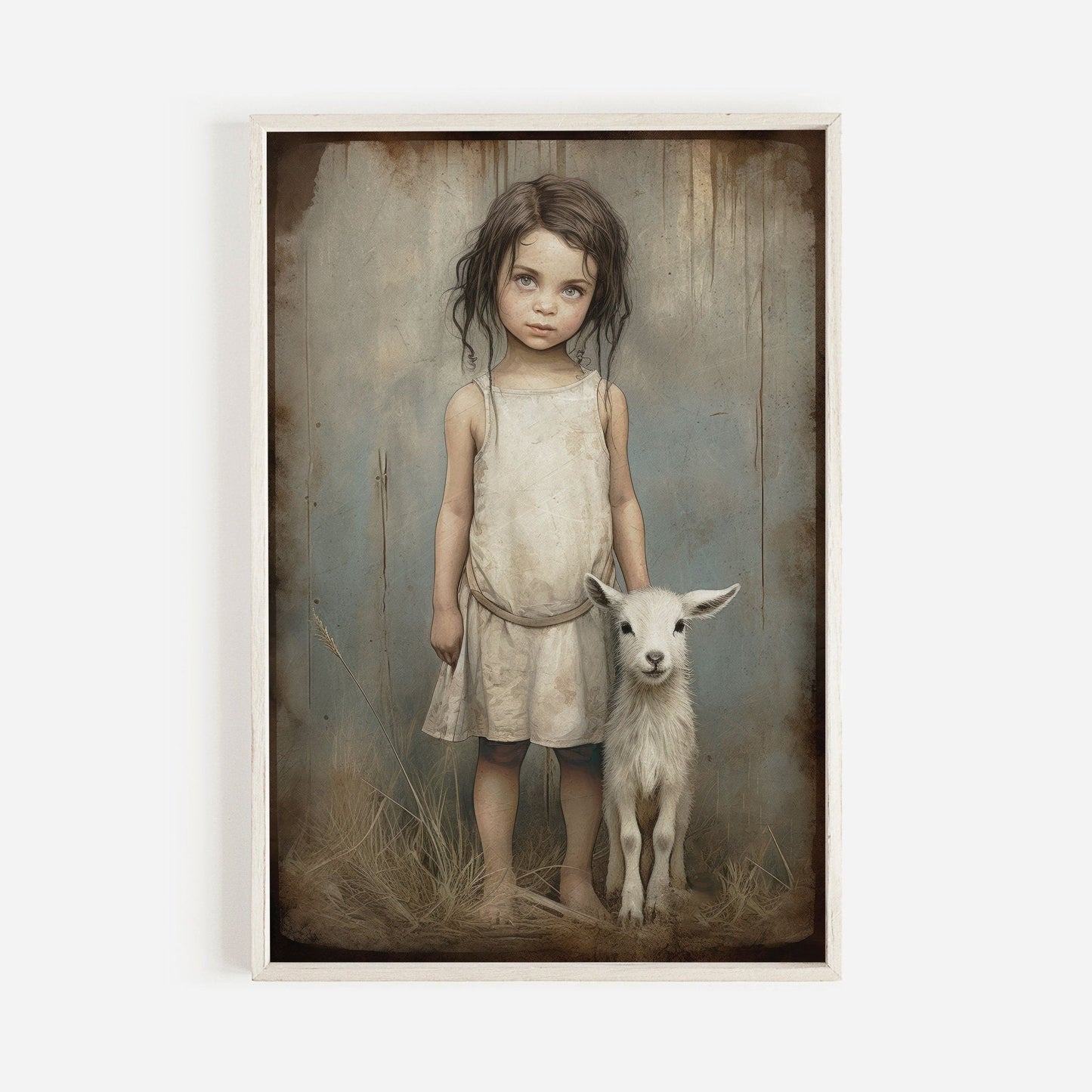 Lamb Nursery Decor, Farmhouse Vintage Wall Art, Sheep Print for Girls - WildfieldPrints