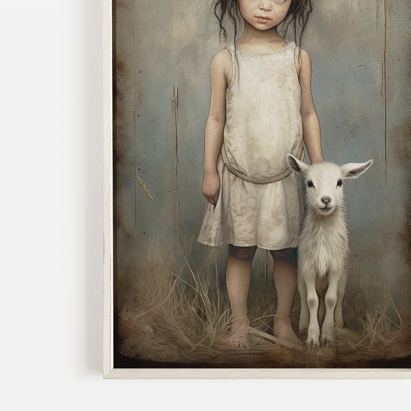Lamb Nursery Decor, Farmhouse Vintage Wall Art, Sheep Print for Girls - WildfieldPrints
