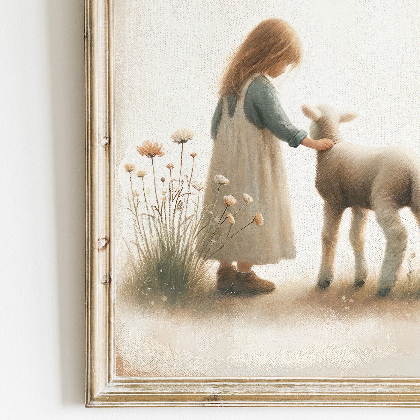 Lamb Nursery Prints, Farmhouse Room Decor, Vintage Wall Art - WildfieldPrints