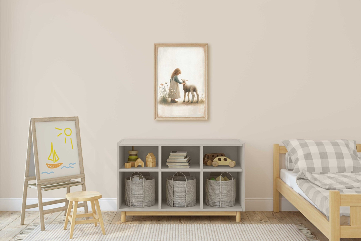 Lamb Nursery Prints, Farmhouse Room Decor, Vintage Wall Art - WildfieldPrints