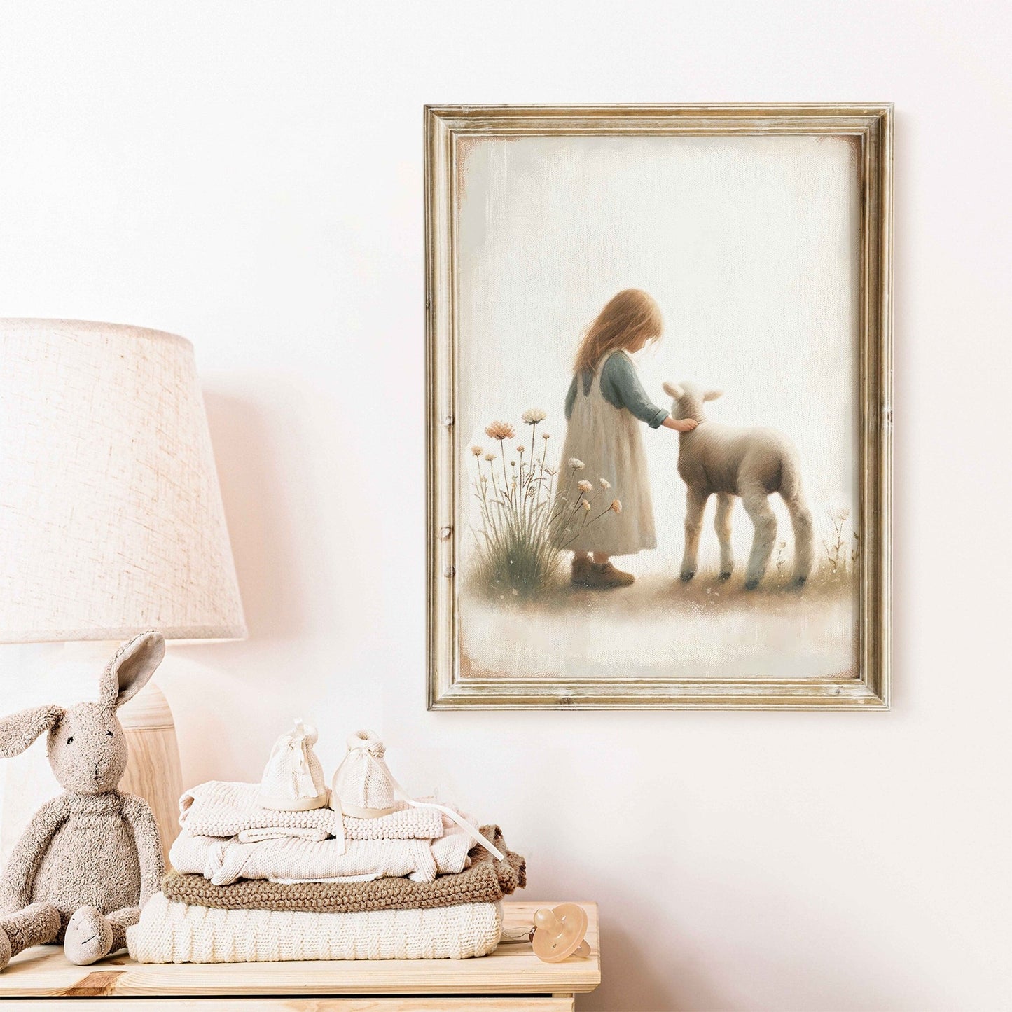 Lamb Nursery Prints, Farmhouse Room Decor, Vintage Wall Art - WildfieldPrints
