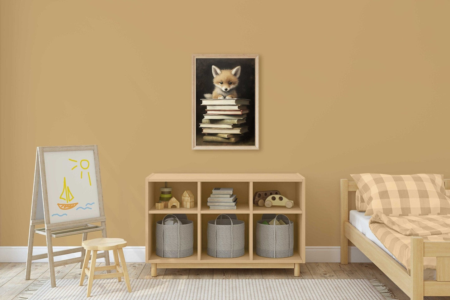 Learning Decor, Bear Nursery Painting, Vintage Study Art, Kids Room Decor - WildfieldPrints