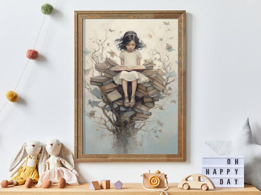 Learning & Reading Decor, Vintage Art for Girls' Bedroom, Nursery - WildfieldPrints