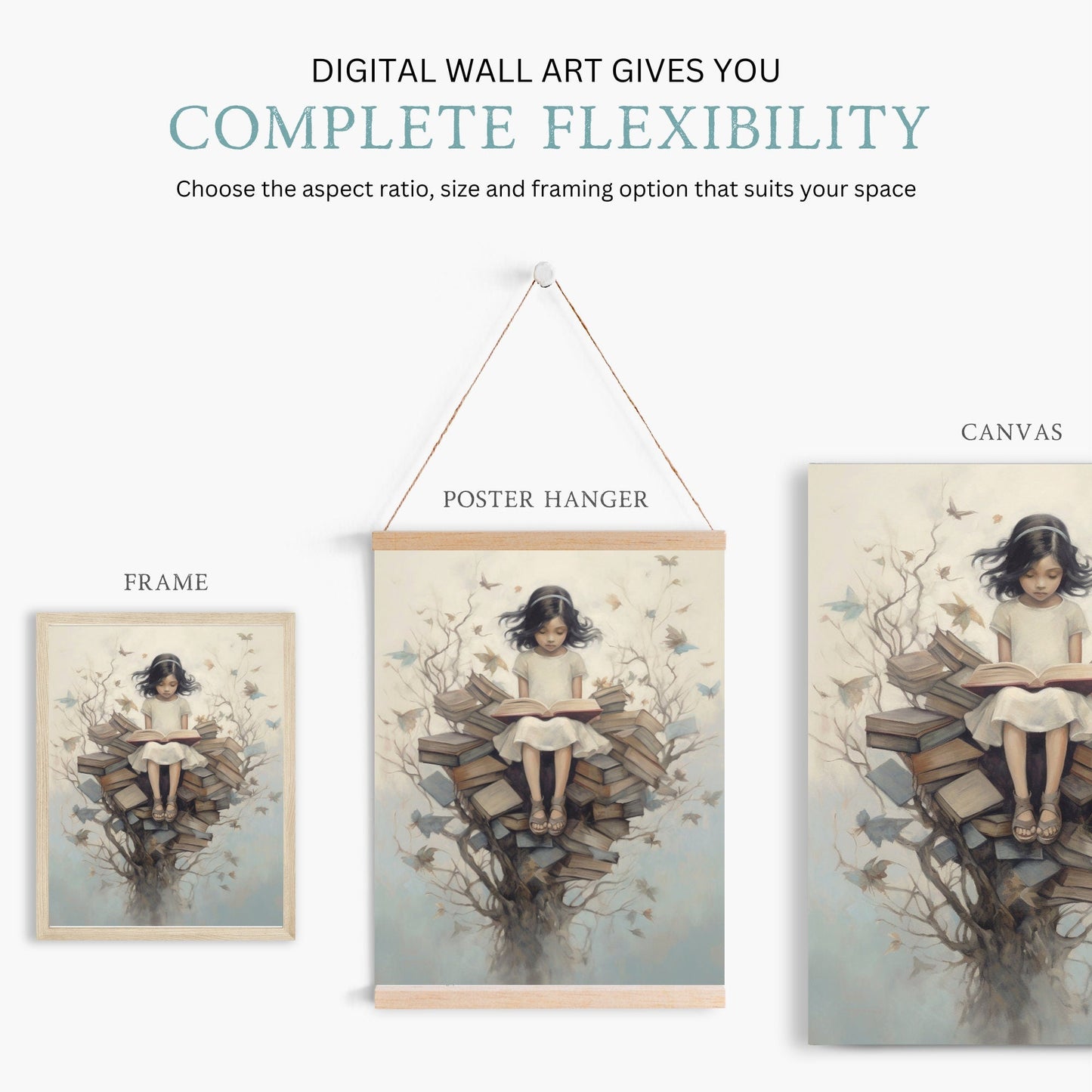Learning & Reading Decor, Vintage Art for Girls' Bedroom, Nursery - WildfieldPrints