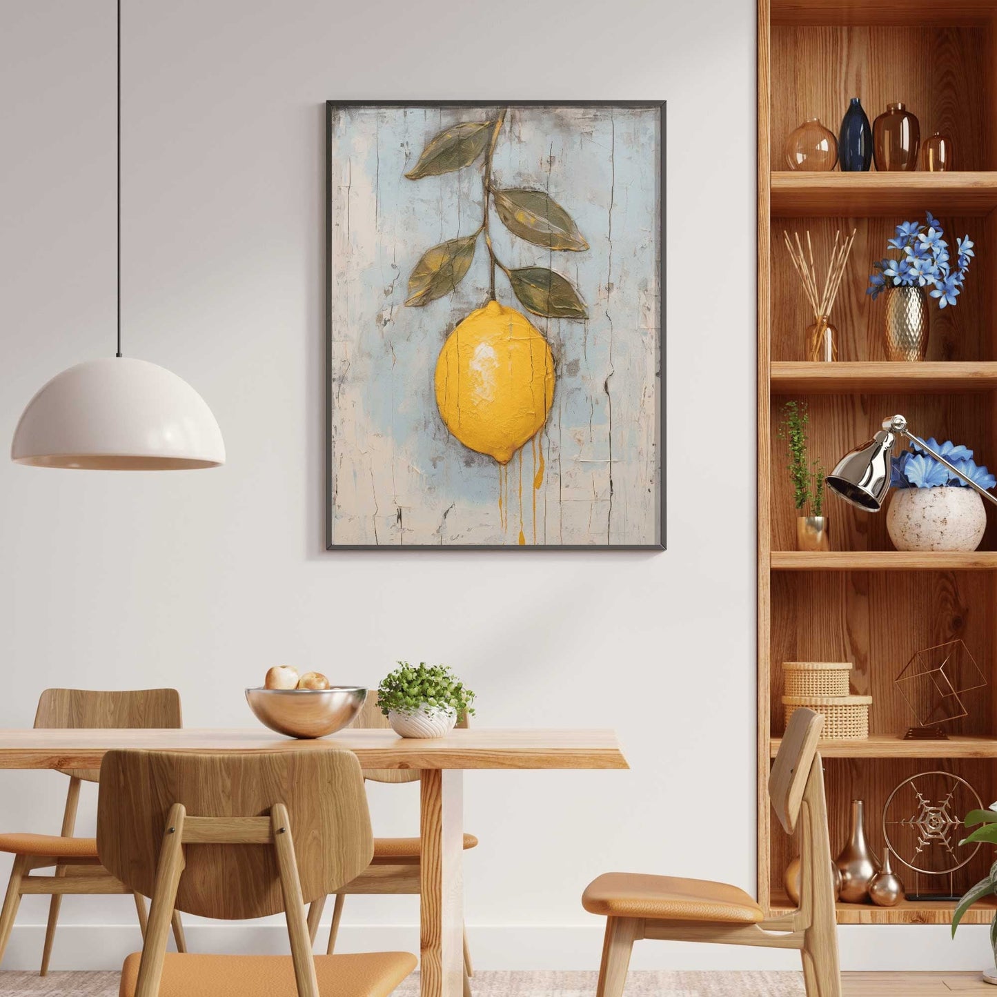 Lemon Print, Rustic Citrus Wall Art, Minimalist Farmhouse Decor - WildfieldPrints
