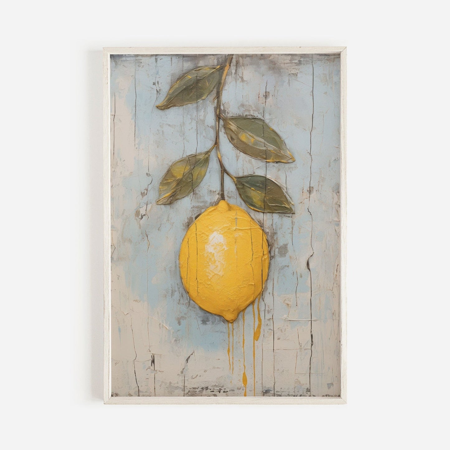 Lemon Print, Rustic Citrus Wall Art, Minimalist Farmhouse Decor - WildfieldPrints