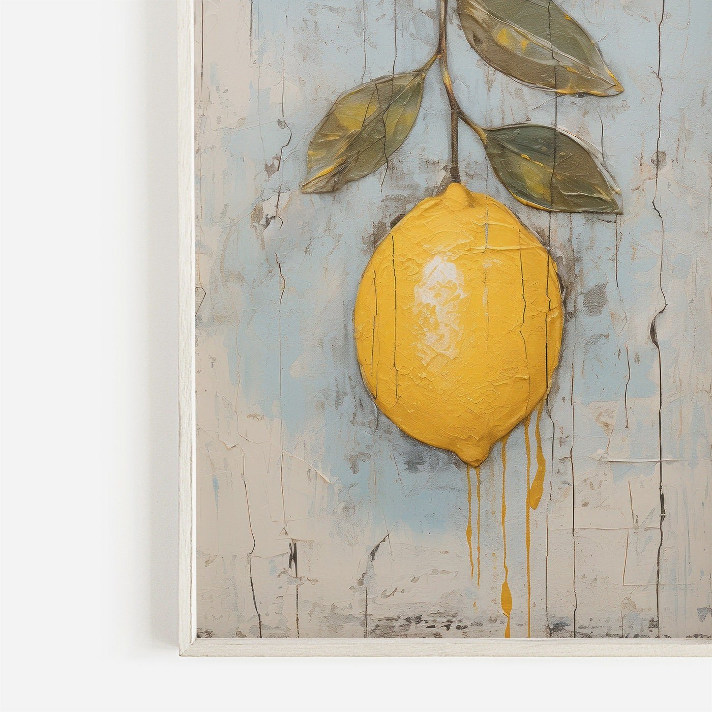 Lemon Print, Rustic Citrus Wall Art, Minimalist Farmhouse Decor - WildfieldPrints