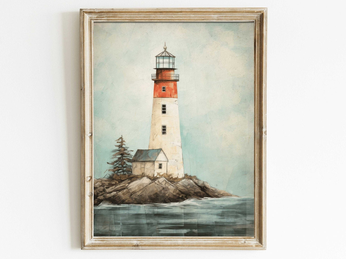 Lighthouse Print, Nautical Wall Art, Vintage Scandinavian Decor - WildfieldPrints