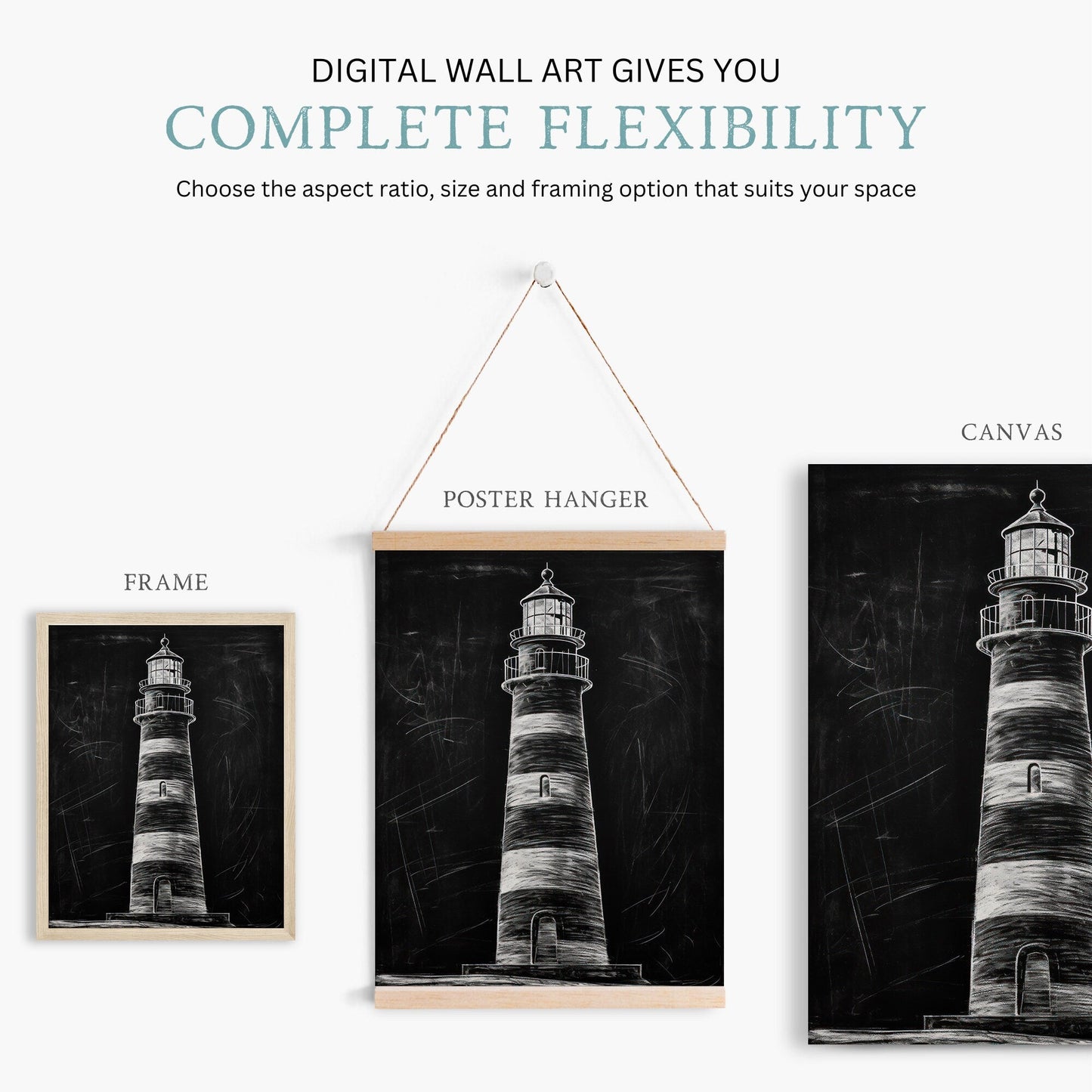 Lighthouse Wall Art, Nautical Decor, Vintage Art Print - WildfieldPrints