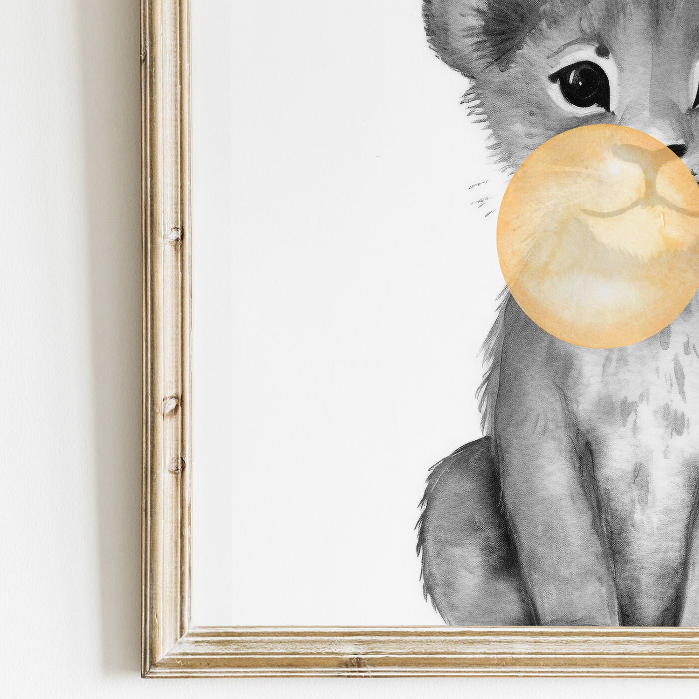 Lion Nursery Decor, Whimsical Safari Wall Art, Bubblegum Animals - WildfieldPrints