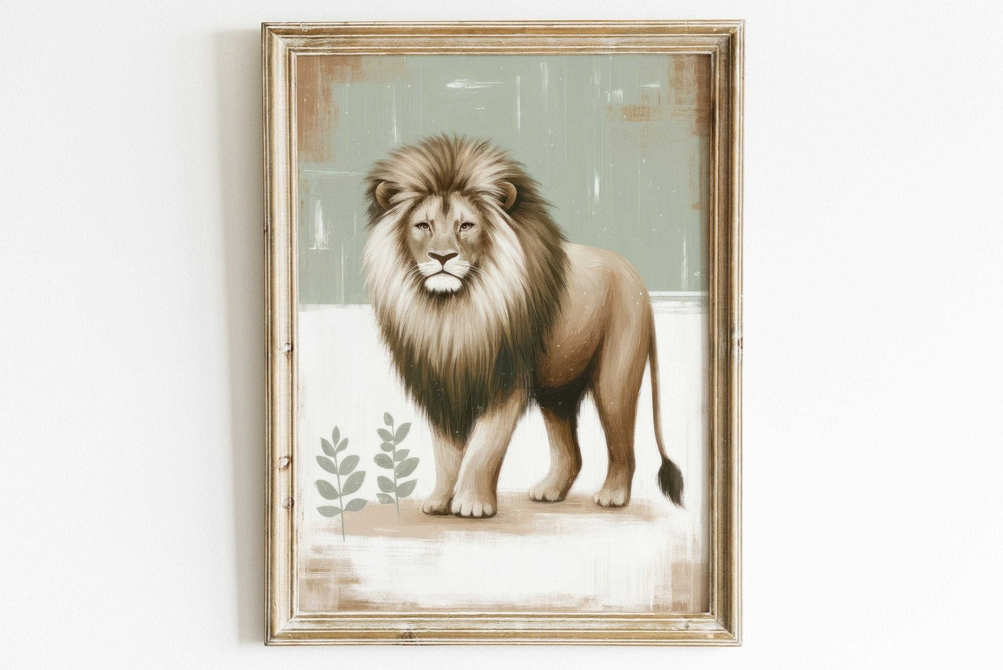 Lion Nursery Prints, Safari Animal Wall Decor, Sage Green Theme - WildfieldPrints