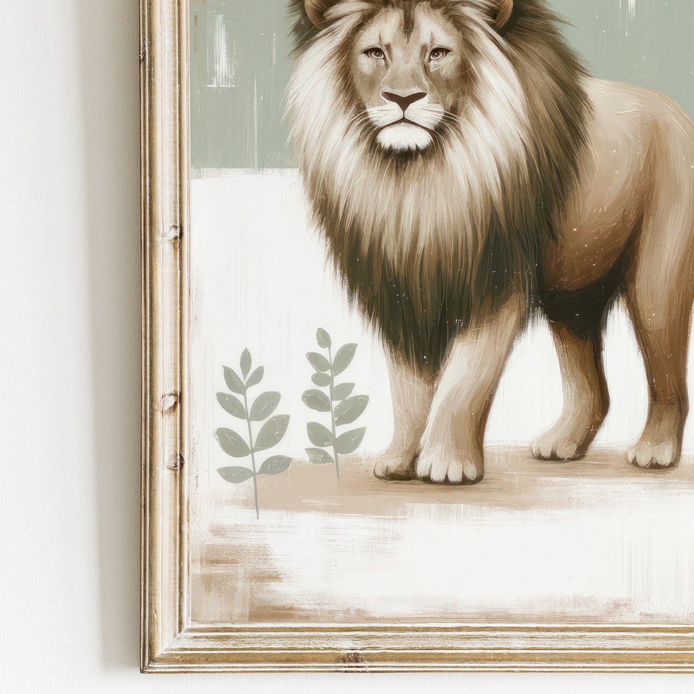 Lion Nursery Prints, Safari Animal Wall Decor, Sage Green Theme - WildfieldPrints