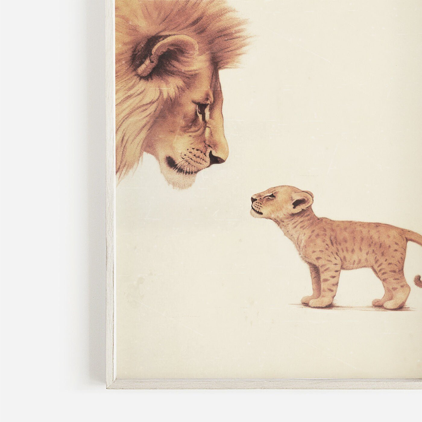 Lion Nursery Wall Art, Baby Safari Animals, Vintage Minimalist Decor - WildfieldPrints