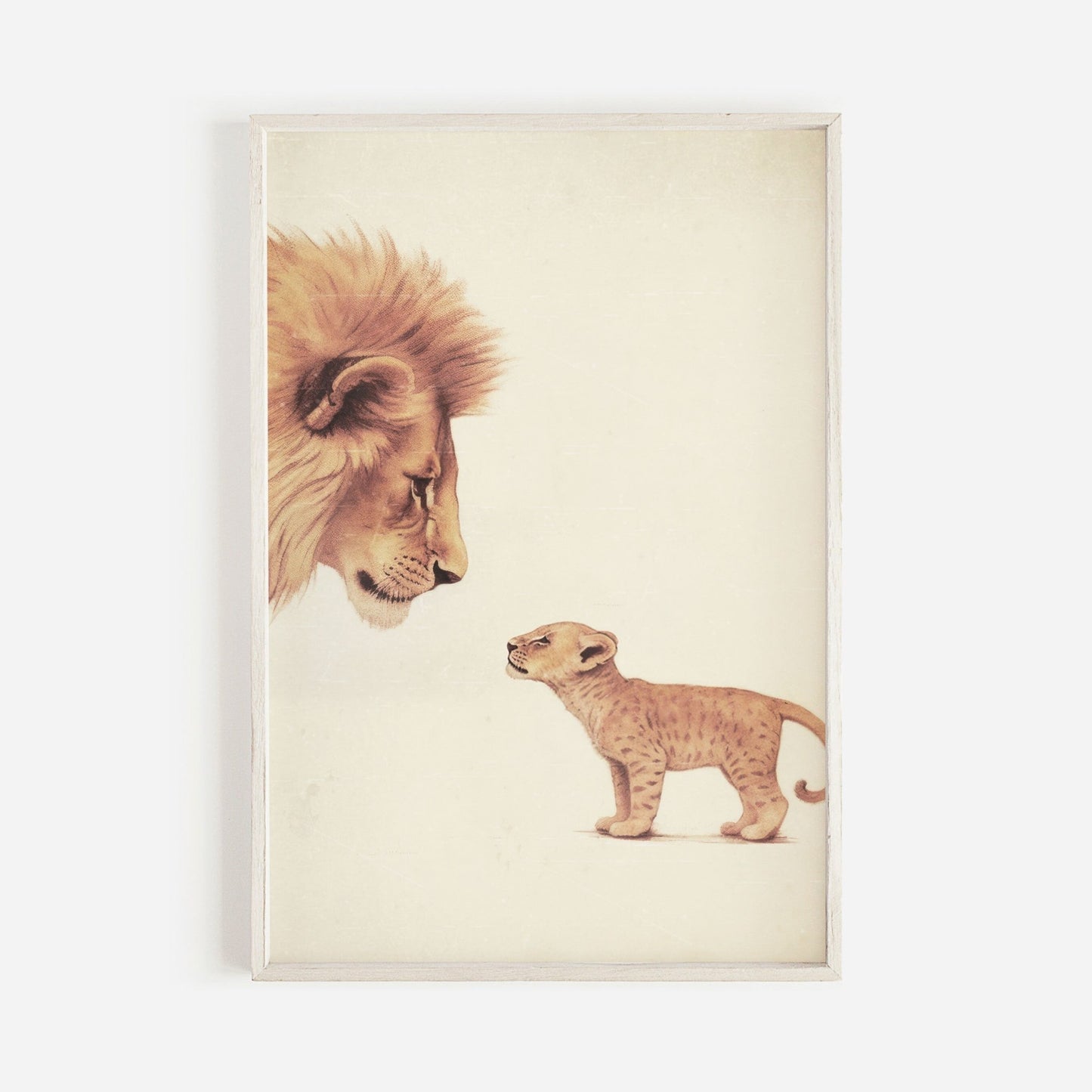 Lion Nursery Wall Art, Baby Safari Animals, Vintage Minimalist Decor - WildfieldPrints