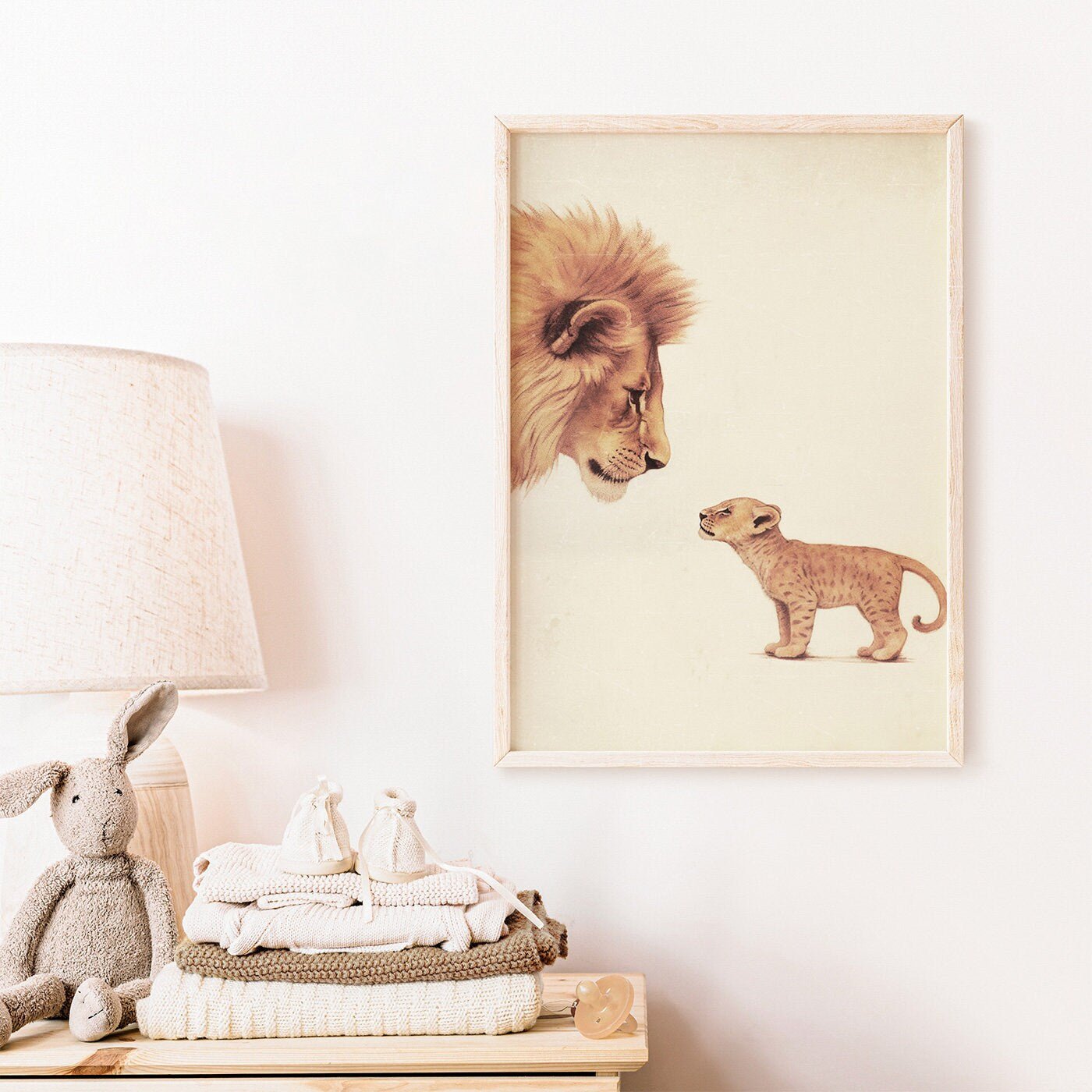 Lion Nursery Wall Art, Baby Safari Animals, Vintage Minimalist Decor - WildfieldPrints