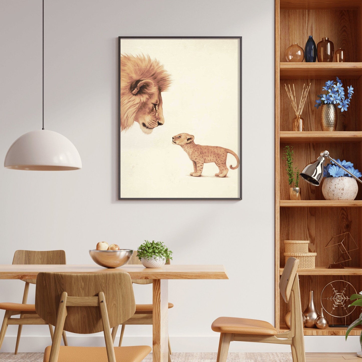 Lion Nursery Wall Art, Baby Safari Animals, Vintage Minimalist Decor - WildfieldPrints