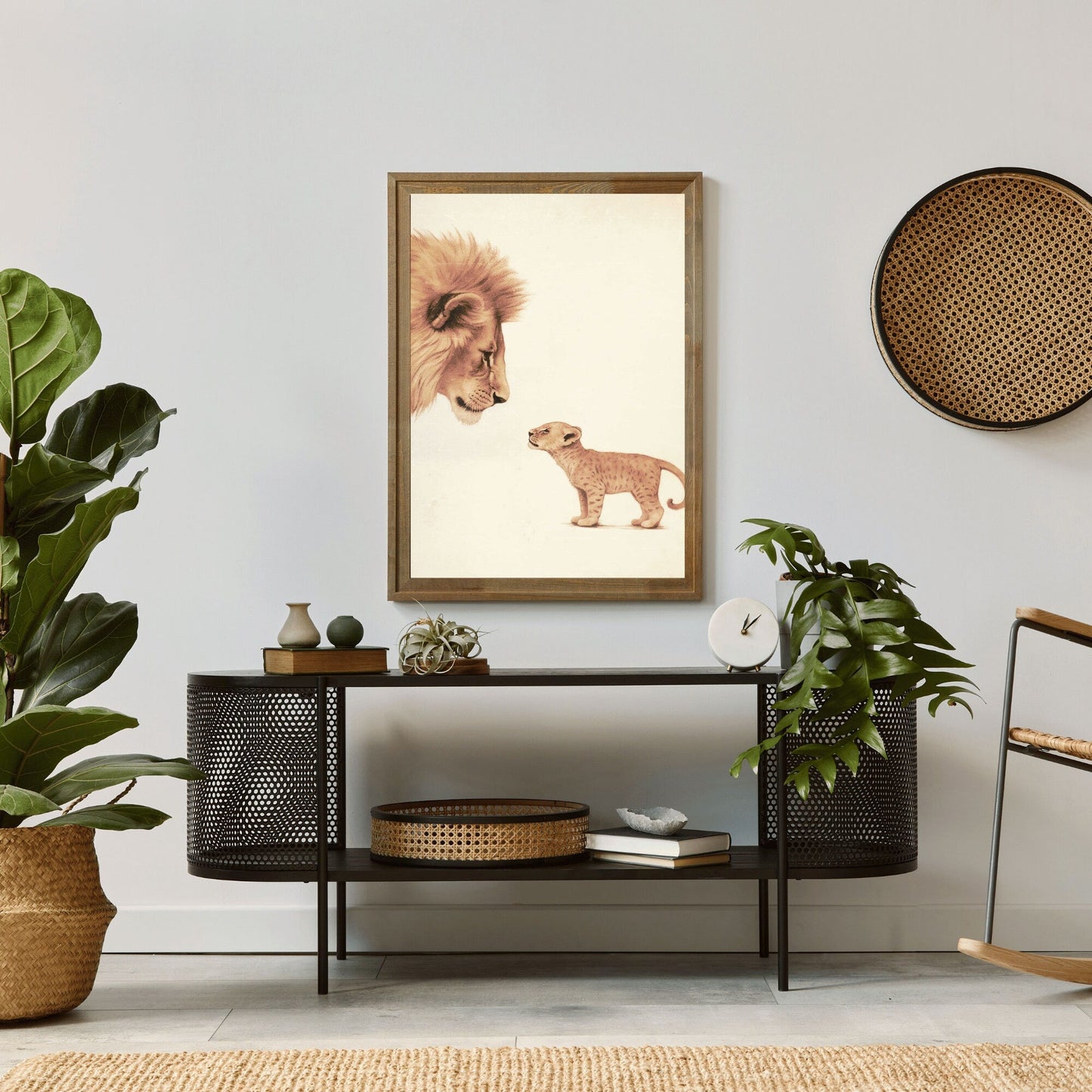 Lion Nursery Wall Art, Baby Safari Animals, Vintage Minimalist Decor - WildfieldPrints
