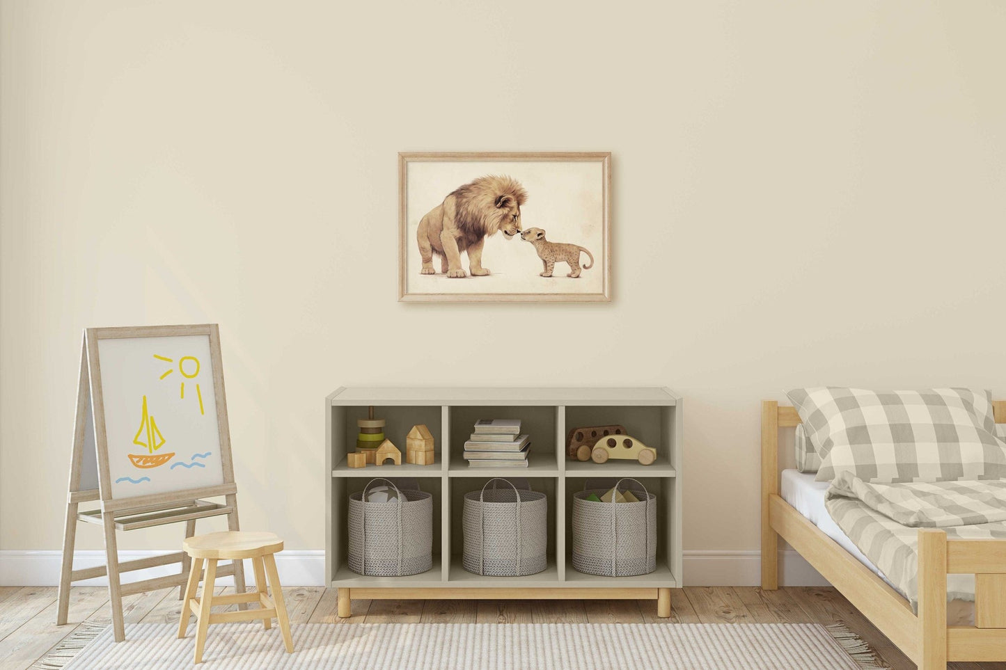 Lion Wall Art, Baby Safari Decor, Cute Animal Prints for Nursery - WildfieldPrints