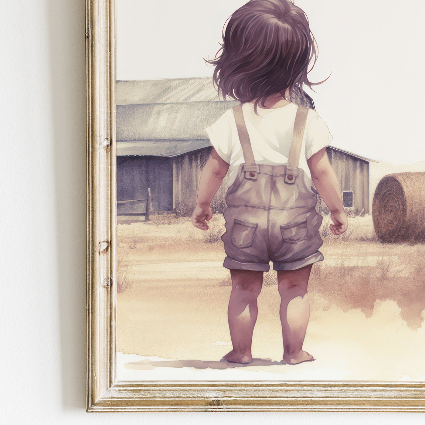 Little Farm Girl Art, Farmhouse Nursery Decor, Country Style Print - WildfieldPrints