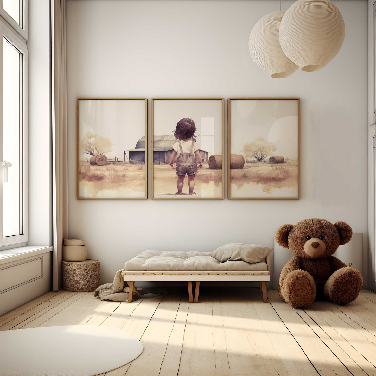 Little Farm Girl Art, Farmhouse Nursery Decor, Country Style Print - WildfieldPrints