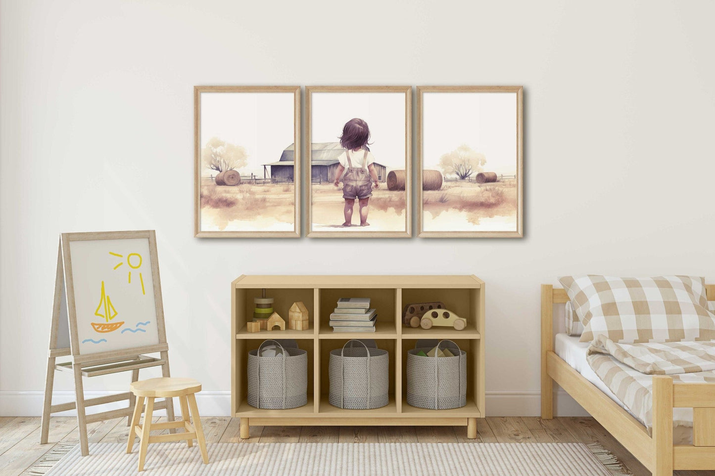 Little Farm Girl Art, Farmhouse Nursery Decor, Country Style Print - WildfieldPrints