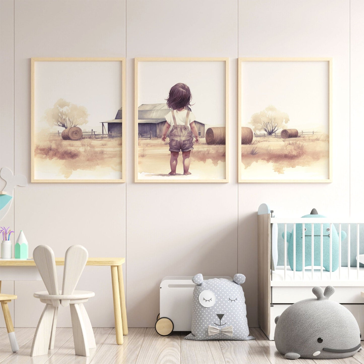 Little Farm Girl Art, Farmhouse Nursery Decor, Country Style Print - WildfieldPrints