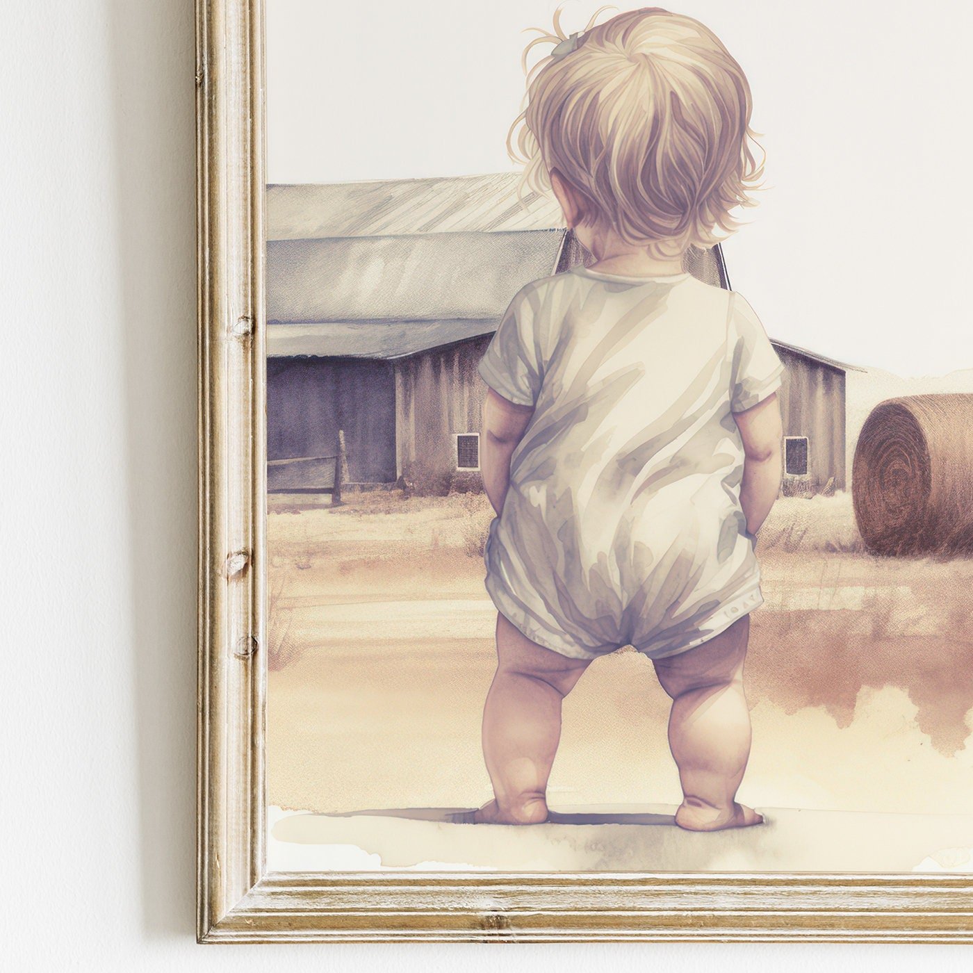 Little Farm Girl Art, Farmhouse Nursery Decor, Country Style Print - WildfieldPrints