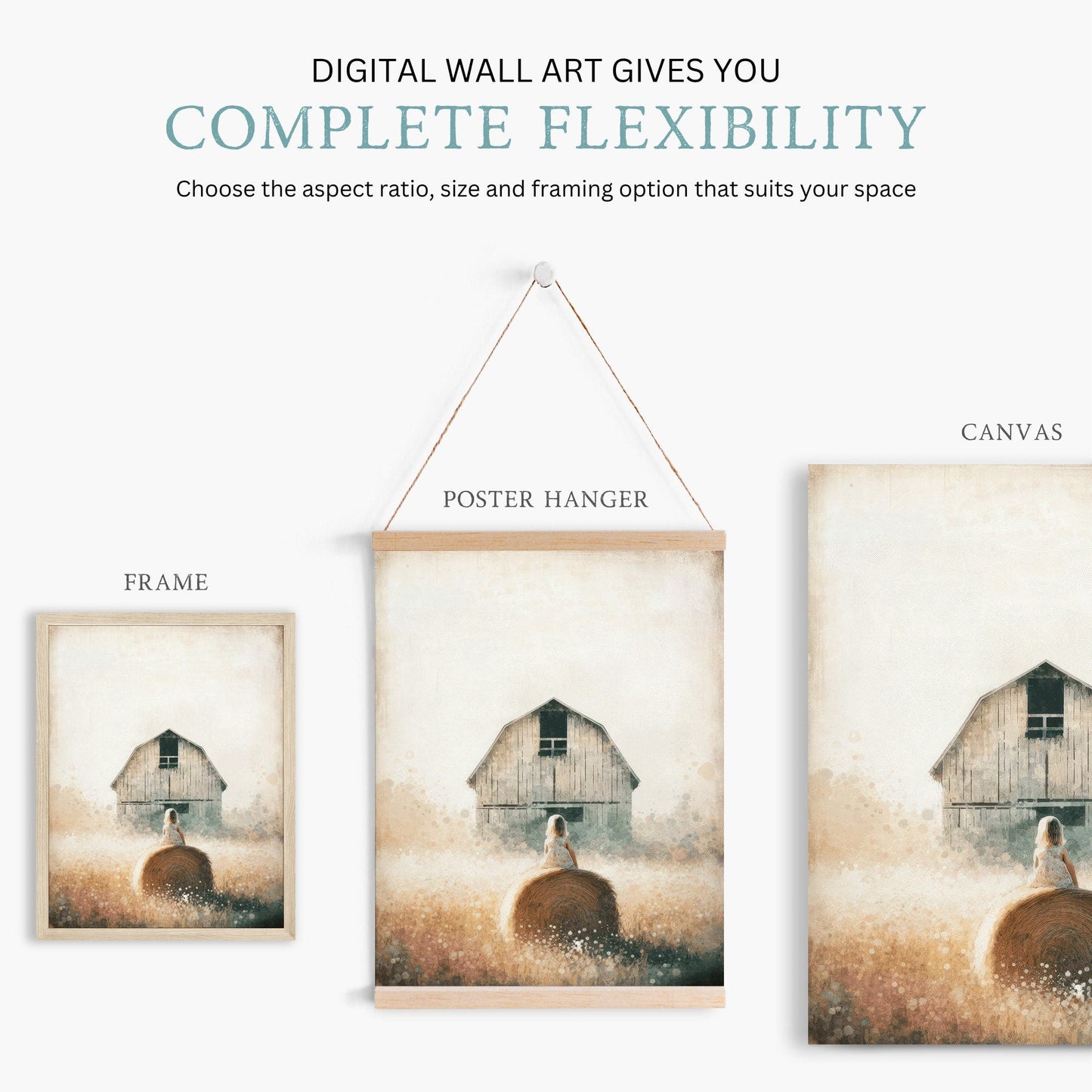Little Farm Girl Print, Farmhouse Nursery Decor, Countryside Art - WildfieldPrints