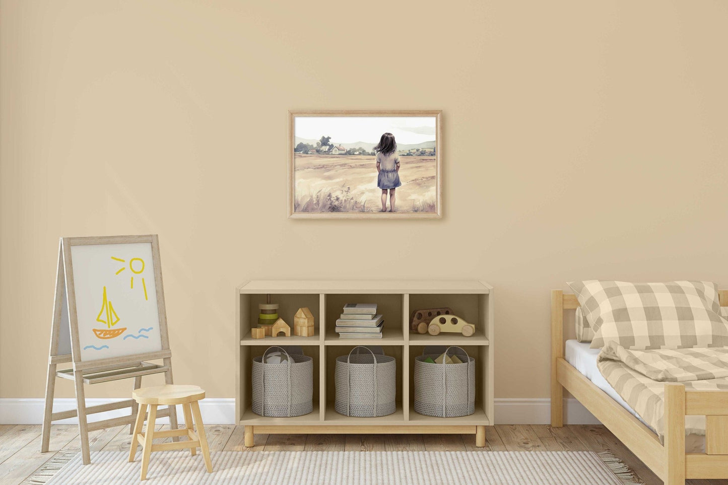 Little Farm Girl Print, Farmhouse Nursery Decor, Girls Room Art - WildfieldPrints