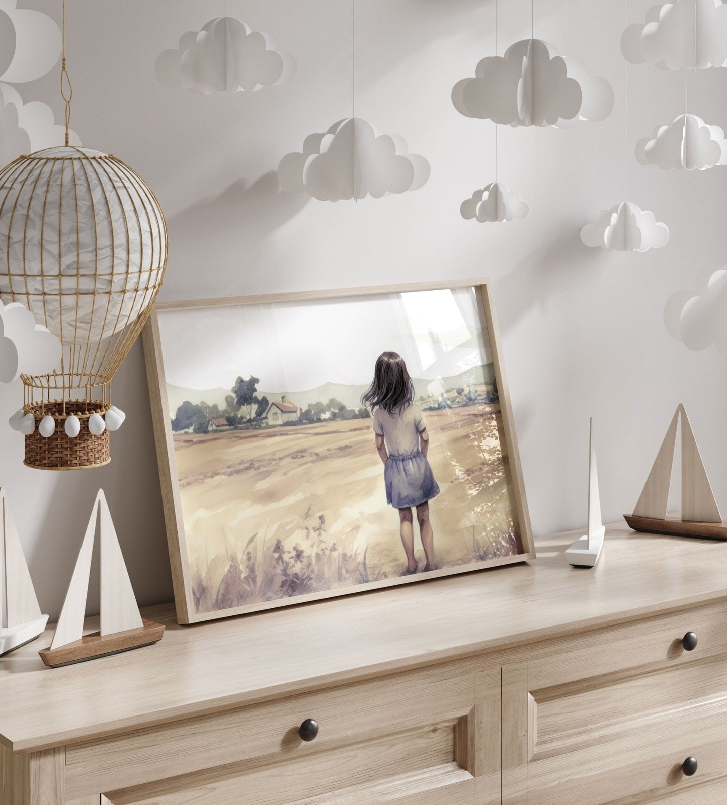 Little Farm Girl Print, Farmhouse Nursery Decor, Girls Room Art - WildfieldPrints