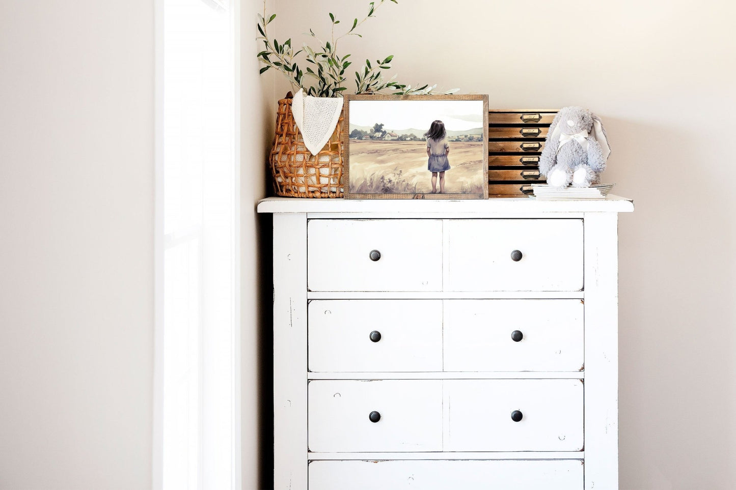 Little Farm Girl Print, Farmhouse Nursery Decor, Girls Room Art - WildfieldPrints