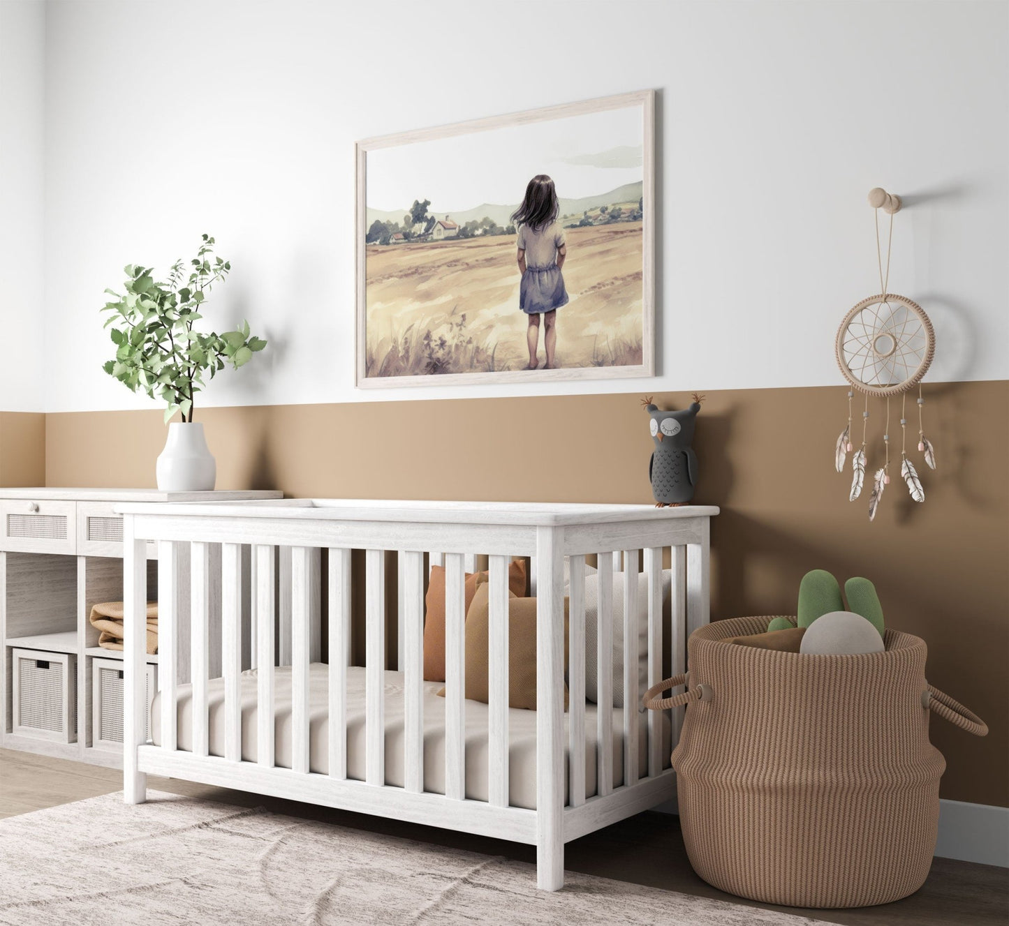 Little Farm Girl Print, Farmhouse Nursery Decor, Girls Room Art - WildfieldPrints