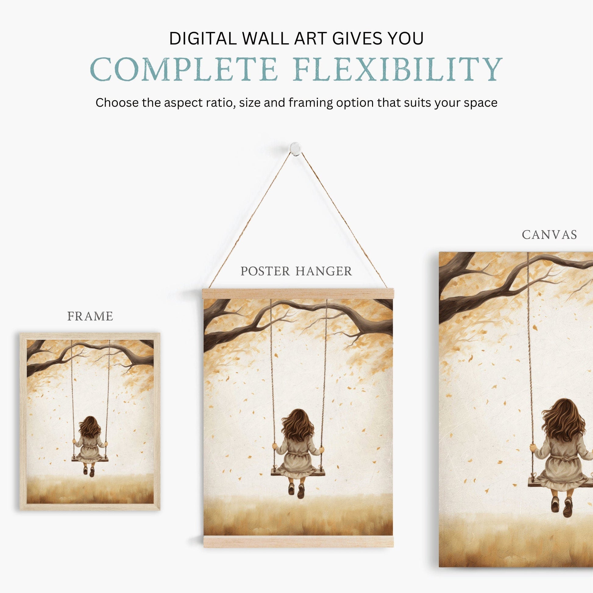 Little Girl on Swing, Rustic Nursery Decor, Kids Room Art, Vintage Print - WildfieldPrints