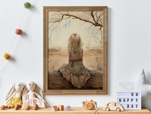 Little Girl Wall Art, Vintage Nursery Decor, Kids Nature Decor - WildfieldPrints