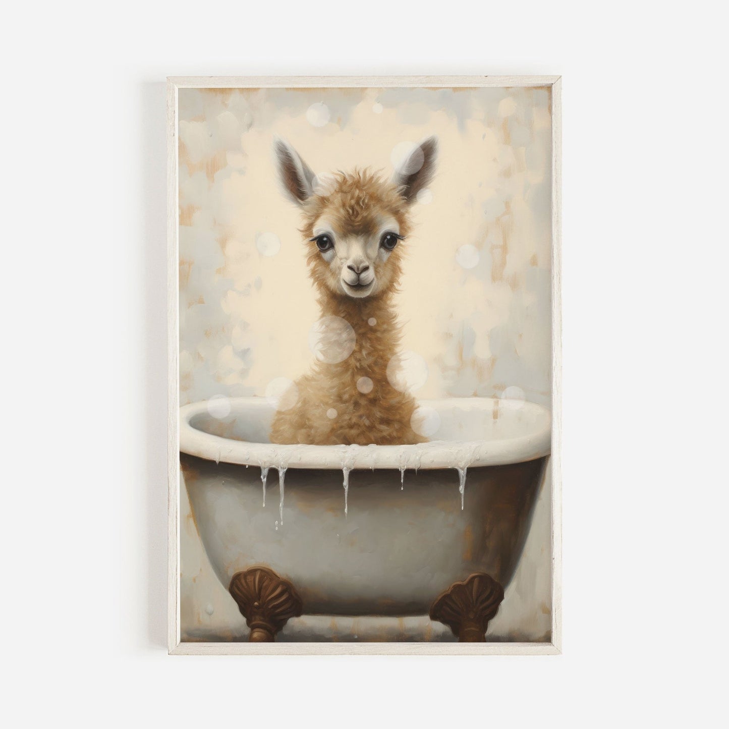 Llama Nursery Wall Art, Bathing Animal Decor for Kids’ Rooms - WildfieldPrints