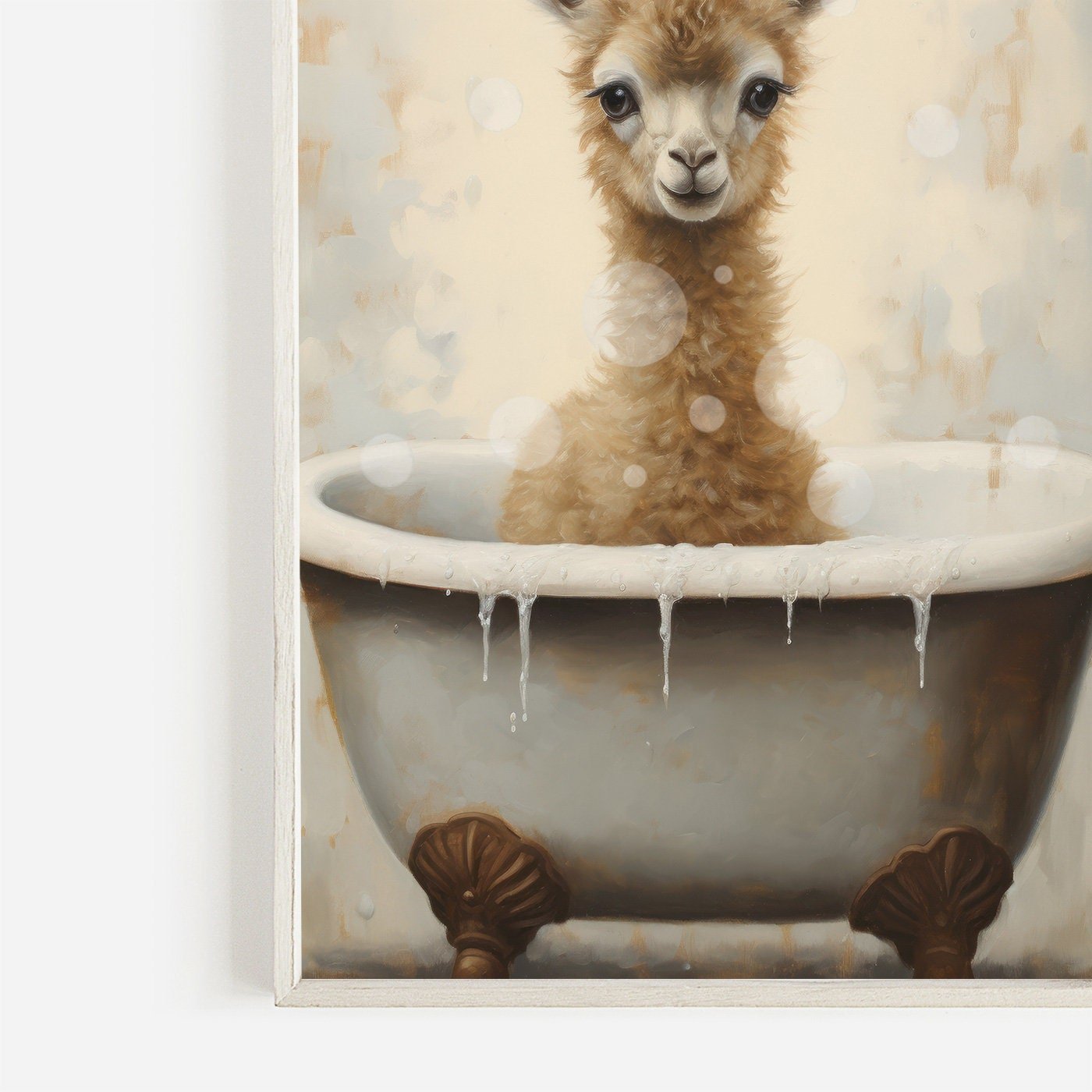 Llama Nursery Wall Art, Bathing Animal Decor for Kids’ Rooms - WildfieldPrints