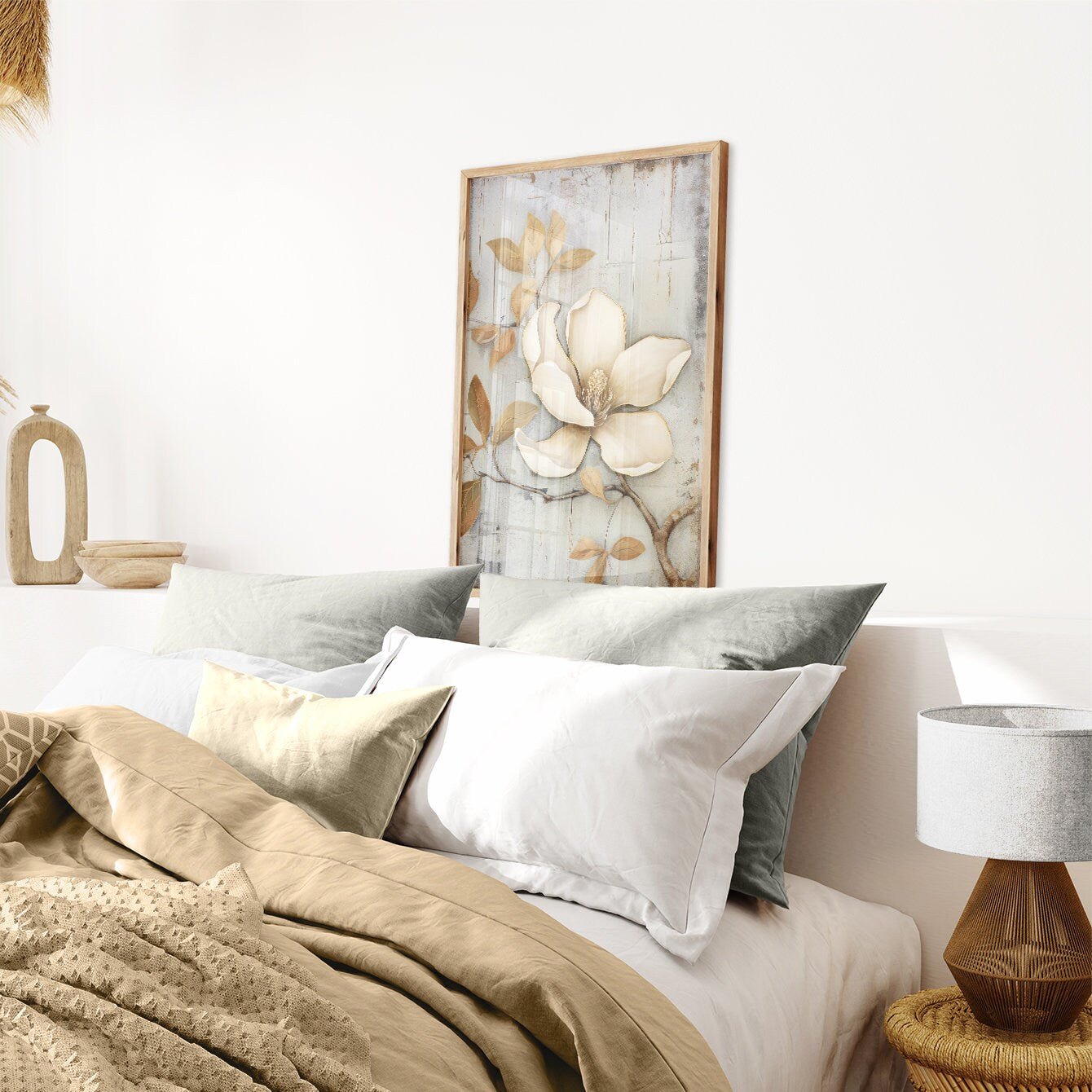 Magnolia Print, Rustic Floral Wall Art, Farmhouse Home Decor - WildfieldPrints