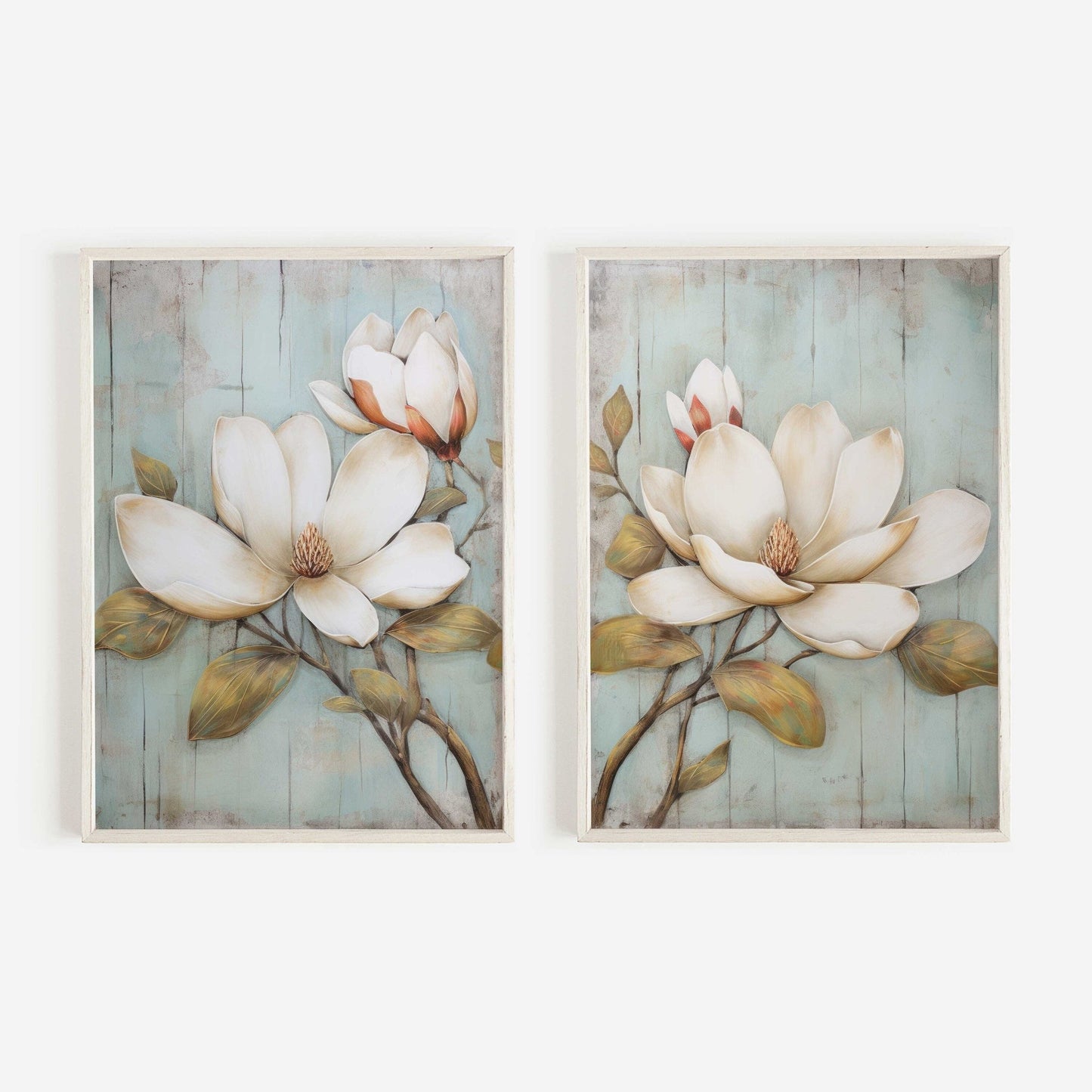Magnolia Prints, Rustic Floral Wall Decor, Farmhouse Home Accent - WildfieldPrints