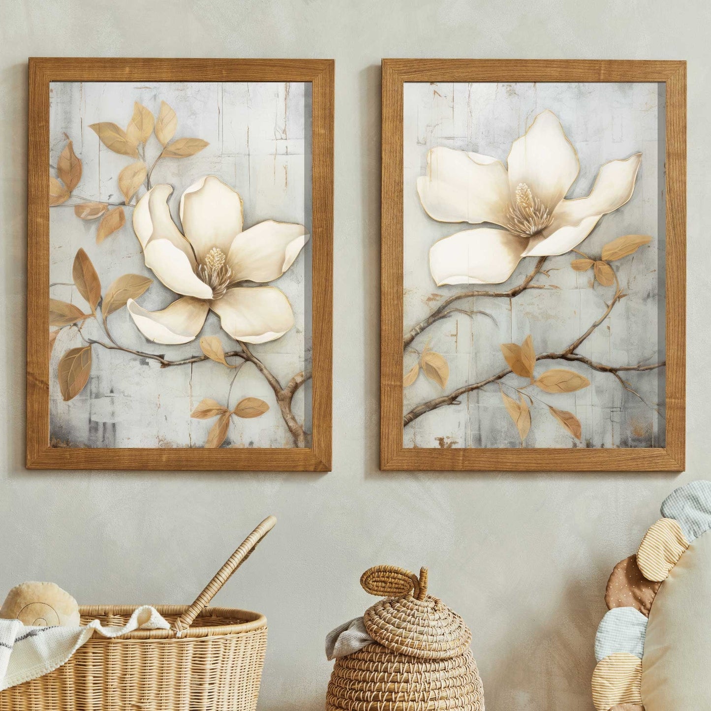 Magnolia Wall Art, Rustic Floral Decor, Farmhouse Home Accent - WildfieldPrints
