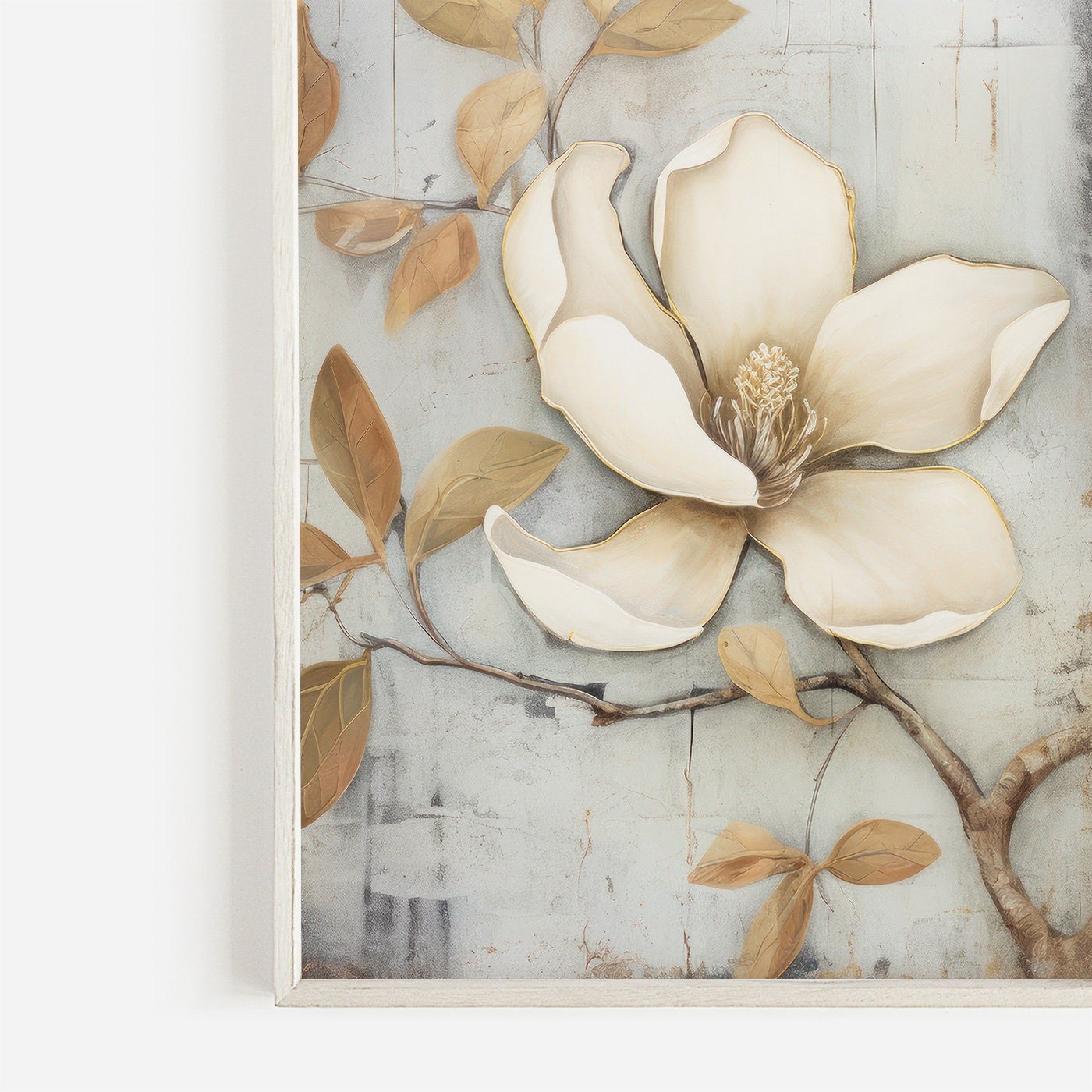 Magnolia Wall Art, Rustic Floral Decor, Farmhouse Home Accent - WildfieldPrints