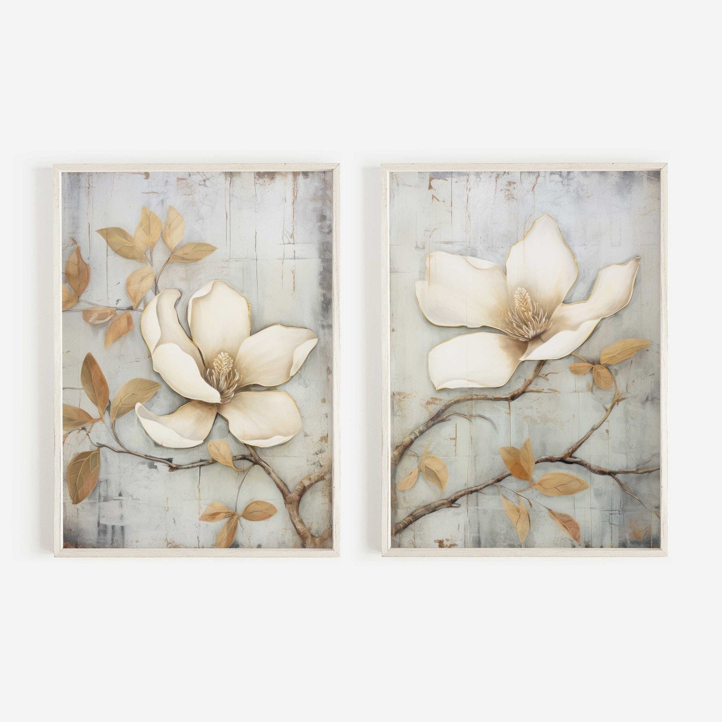 Magnolia Wall Art, Rustic Floral Decor, Farmhouse Home Accent - WildfieldPrints
