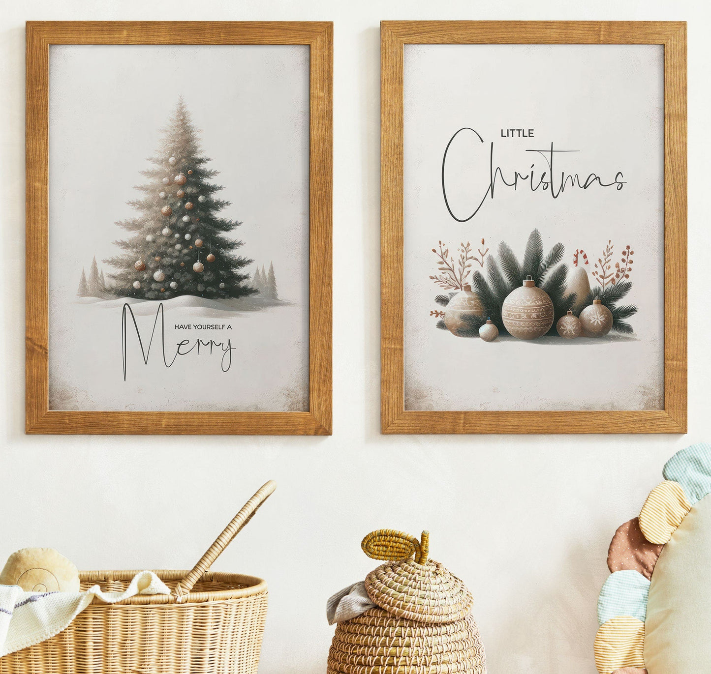 Merry Christmas Prints, Festive Holiday Decor, Christmas Tree Art - WildfieldPrints