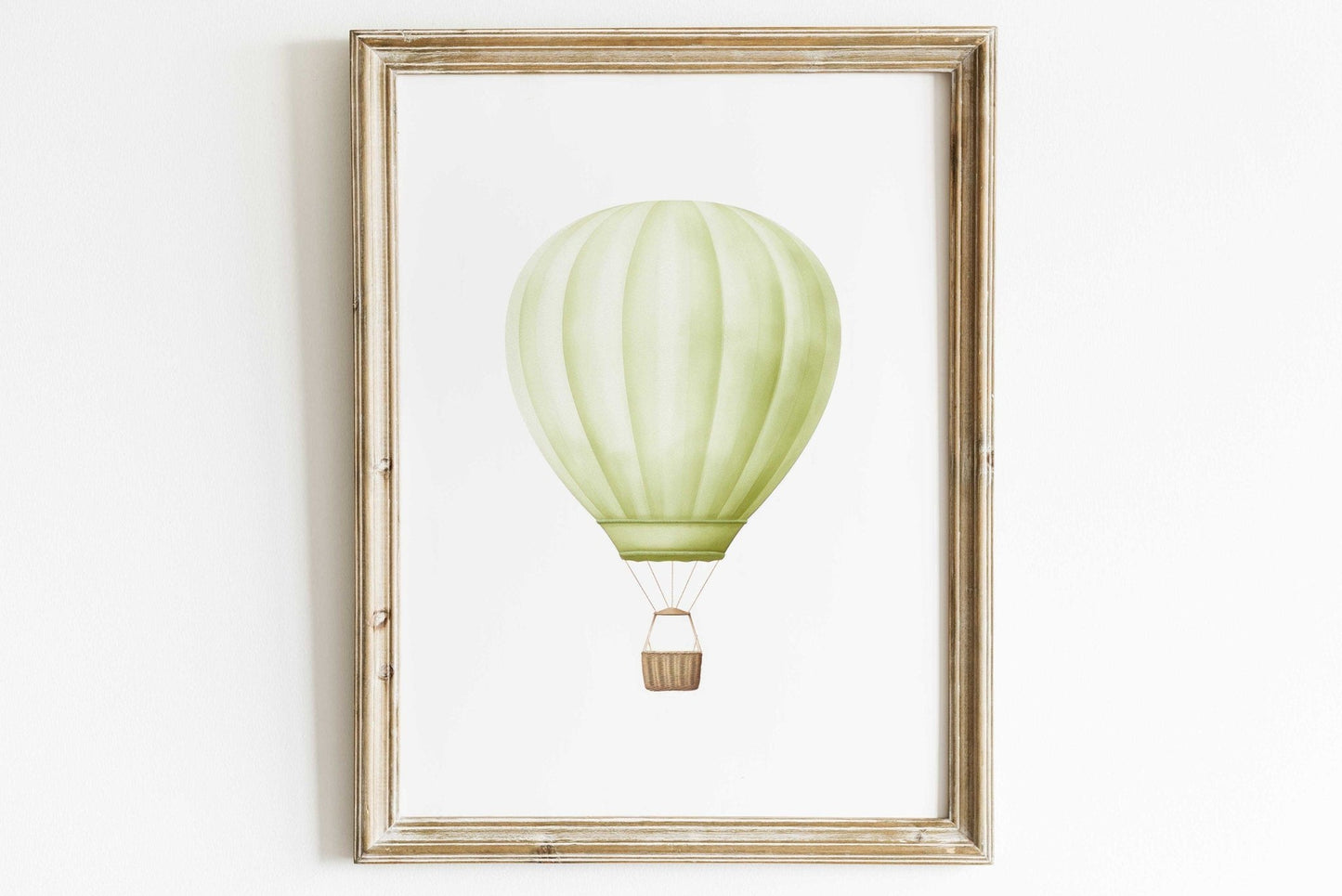 Mint Green Hot Air Balloon Print, Watercolor Nursery Decor, Vintage Wall Art - WildfieldPrints